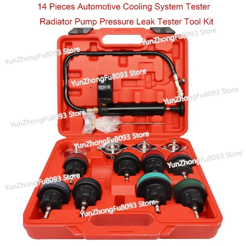 Automobile Water Tank Pressure Leak Detection Tool 14 Pieces Coolant Replacement Leak Detector