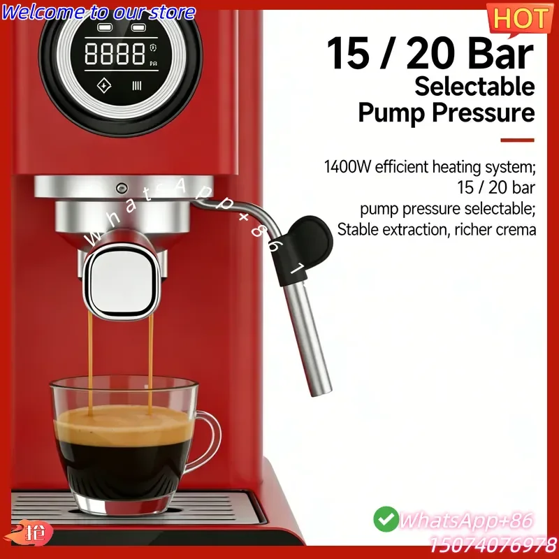 2026New style High Pressure Electric Automatic Grind Coffee Maker Italian Espresso Machine with Milk Hotel & Household Use