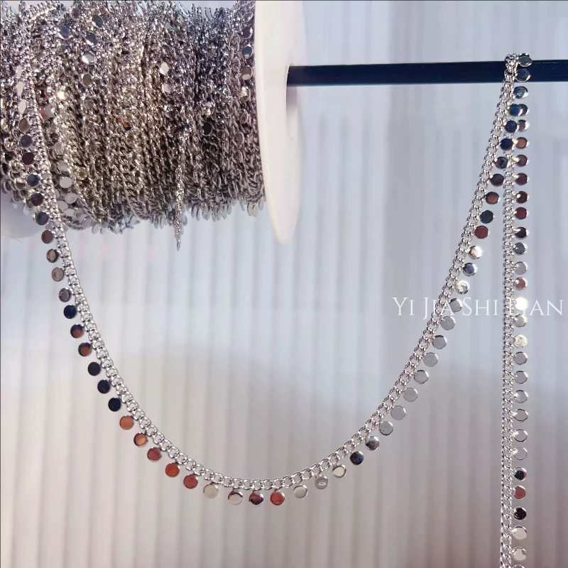 1 Meter Gold Plated Brass Round Sequins Link Chains for Diy Jewelry Making Accessories Nickle Free Necklace Extend Tail Chain
