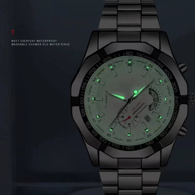 Men's Automatic Watch Calendar Waterproof Luminous Casual Business Watches Brand Stainless Steel  With Large Dial Quartz Clock