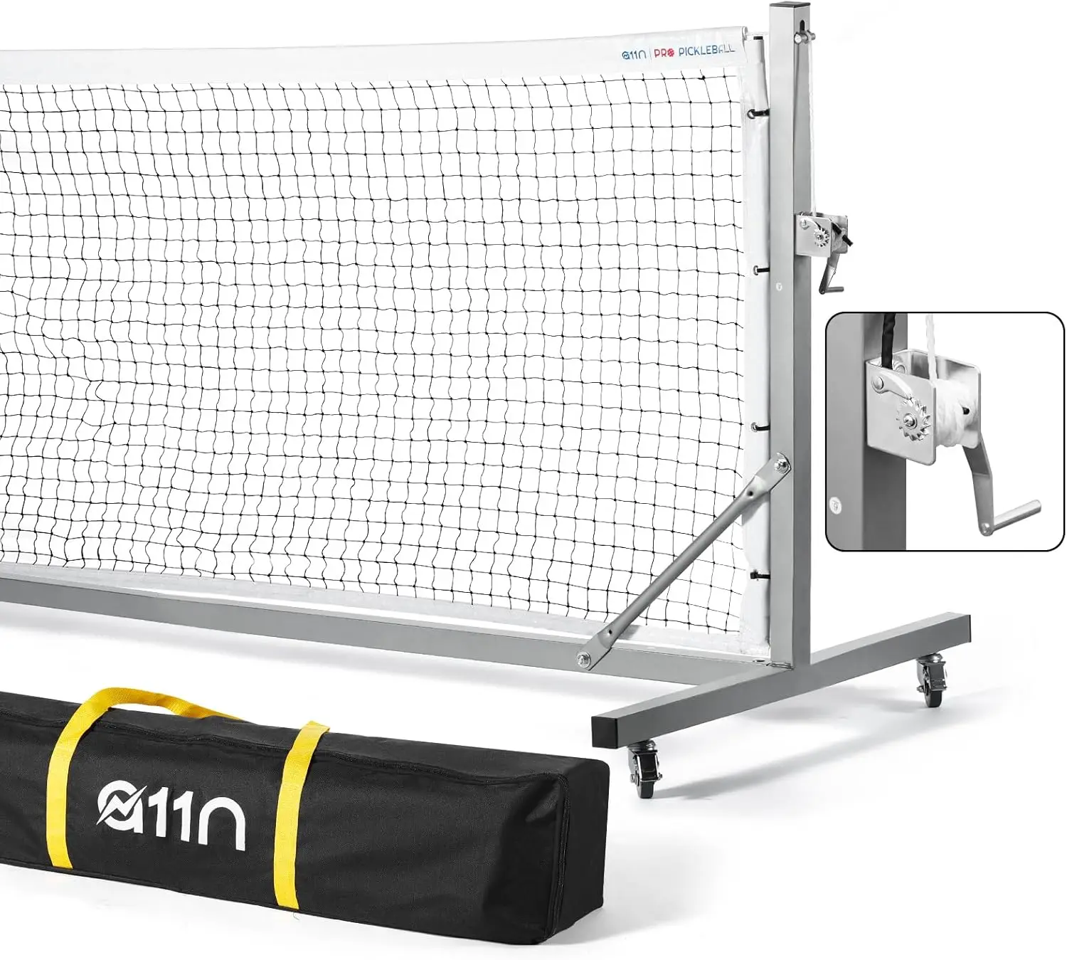 

Portable Pickleball Net with Wheels and Winch, Regulation Size for Outdoor Courts & Indoor Gyms
