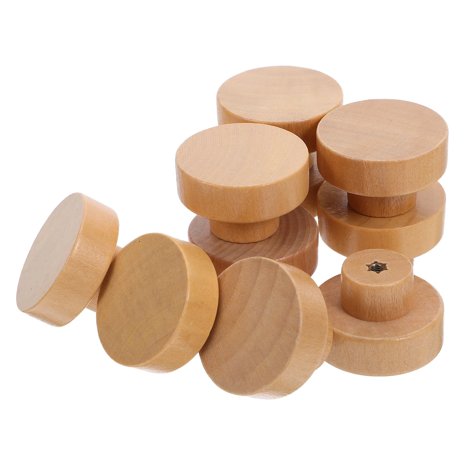 

10Pcs Solid Wood Cabinet Handles Vintage Wood Grain Rounded Child Safe Wardrobe Kitchen Drawer Pulls Decorative Furniture