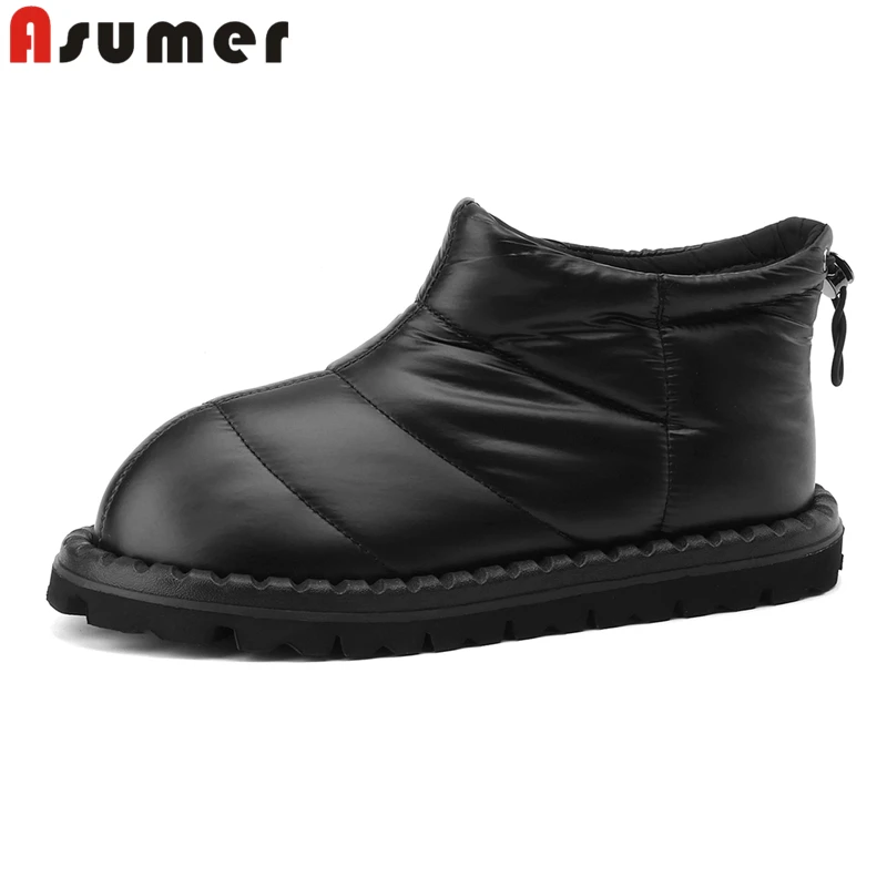 ASUMER Plus Size 34-43 New Warm Down Short Snow Boots Women Back Zip Wool Insole Warm Winter Boots Ladies Ankle Booties