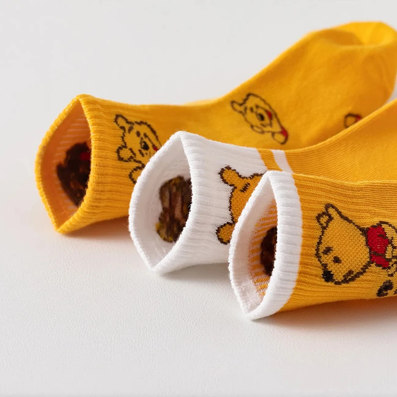 Disney Pooh Bear Children Cotton Socks Cartoon Anime Figures Winnie Cute Fashion Breathable Medium Sock Winter Warmth Kids Gifts