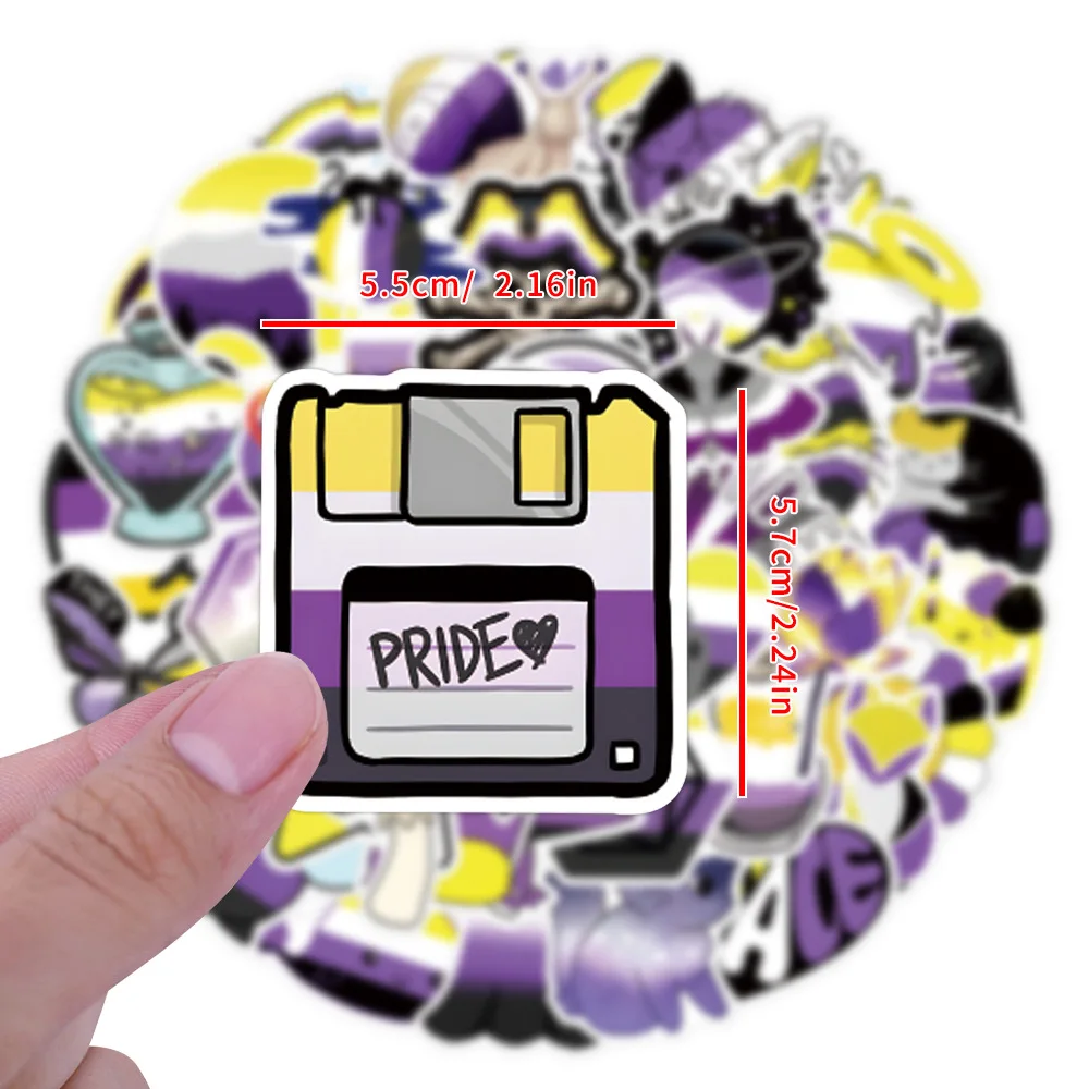 10/30/55PCS Nonbinary Pride Sticker Graffiti Decoration Luggage Car Laptop Guitar Refrigerator Water Cup Waterproof Sticker