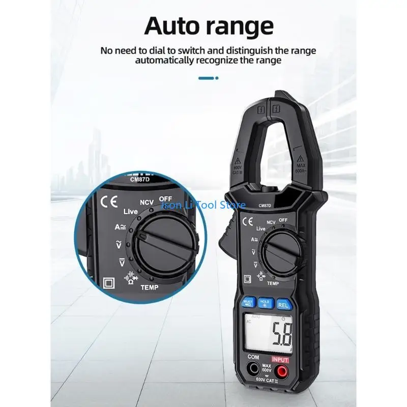 

Y08D AC/for DC Digital Clamp Meter T-RMS Multimeter 6000 Counts Tester Auto-ranging, NCV AC for DC Current Re