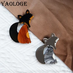YAOLOGE Creative Splicing Fox Brooch Original Animal Series Women's Fashion Party Badge Brooch Pin Festival Gift