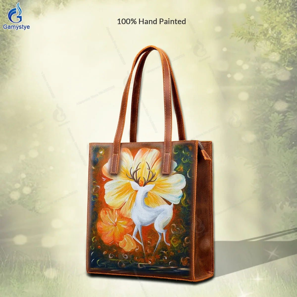 Personalizar bolso Art Hand Painted Flowers and a little deer Bags Women Bags Messenger Crossbody Handbags Unique personality