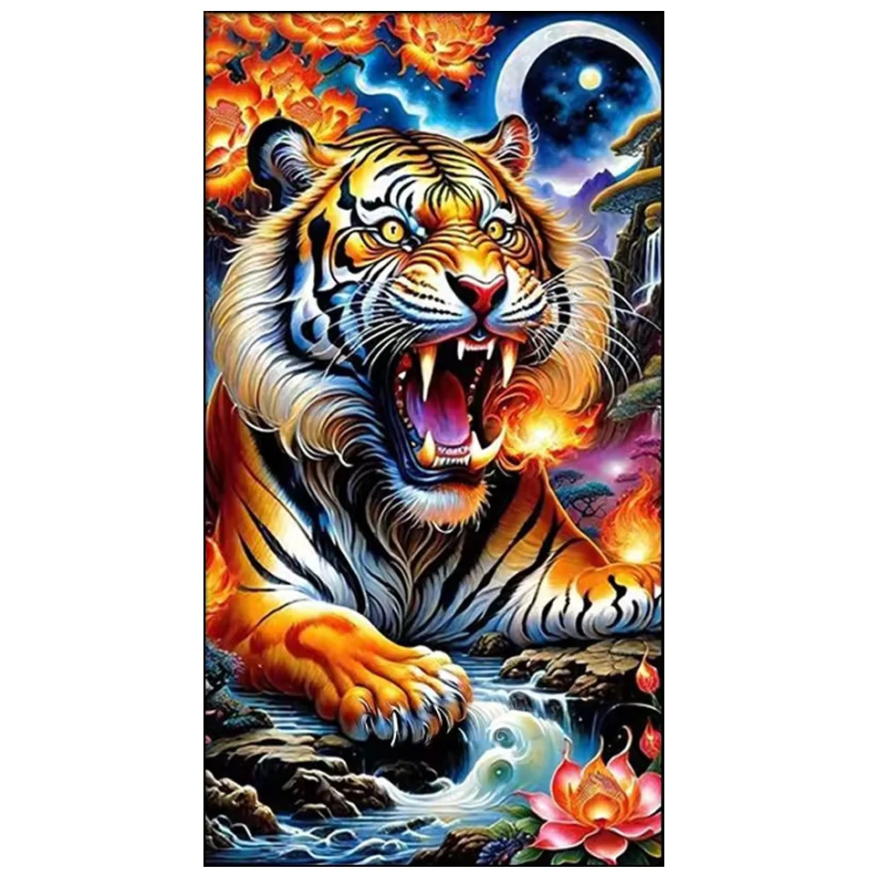 Fantasy Landscape Tiger Diy Diamond Painting Full Square/Round DrillMosaic Amazing animal Cross Stitch Kit For Living Room Decor