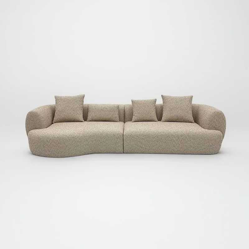 new French cream style fabric sofa living room designer straight row sofa creative Internet celebrity