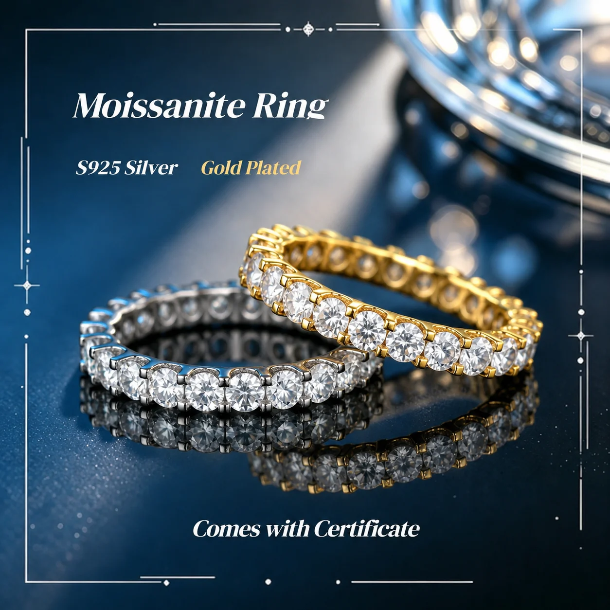

[Discount] Luxury Moissanite Ring With GRA Certificate S925 Sterling Silver Sparkling Band Women Man Party Birthday Anniversary