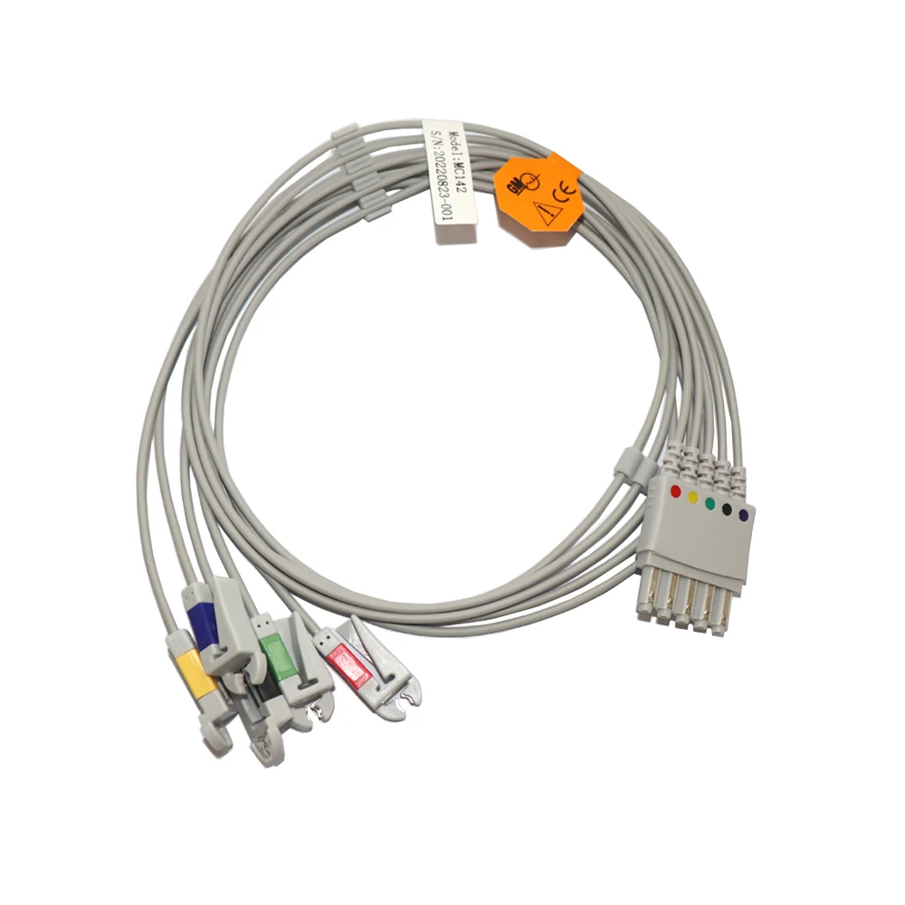 

5-проводниковые проводки для мониторинга ЭКГ, IEC, зажим, 1,5 м (черный, красный, коричневый, желтый, зеленый)