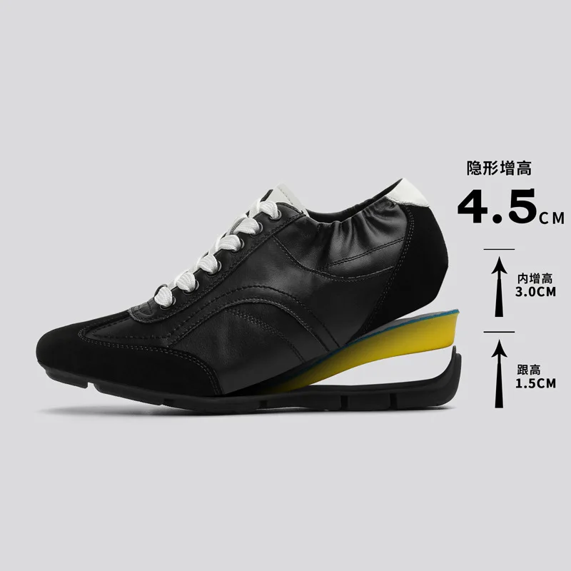 Men's Shoes High Quality Leather Casual Shoes 4.5CM Inner Height Increase Shoes Tennis Training Shoe Luxury Mens Casual Sneakers
