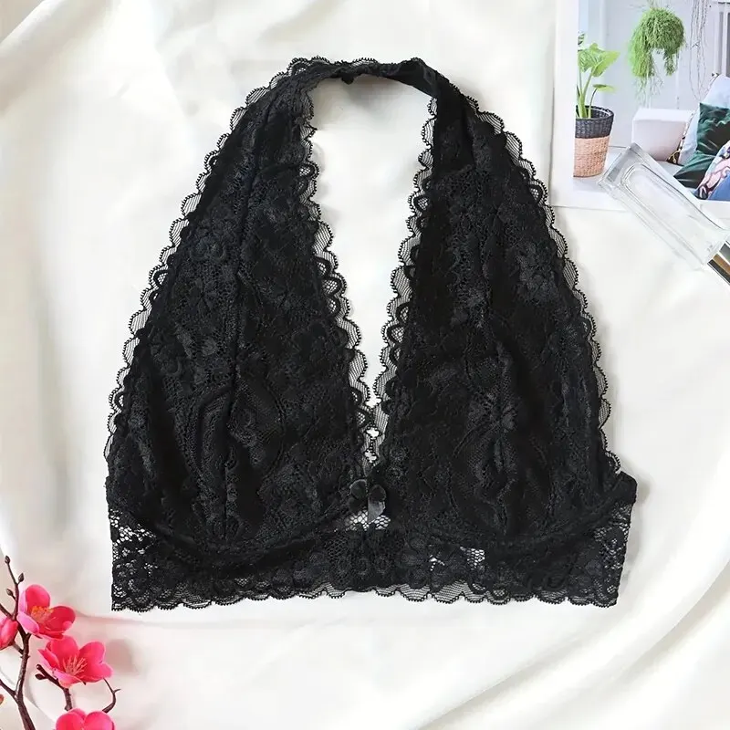 Women Lace Bra With Straps Camisole Underwear Black Free Size Breathable V Neck Soft Comfortabl Casual