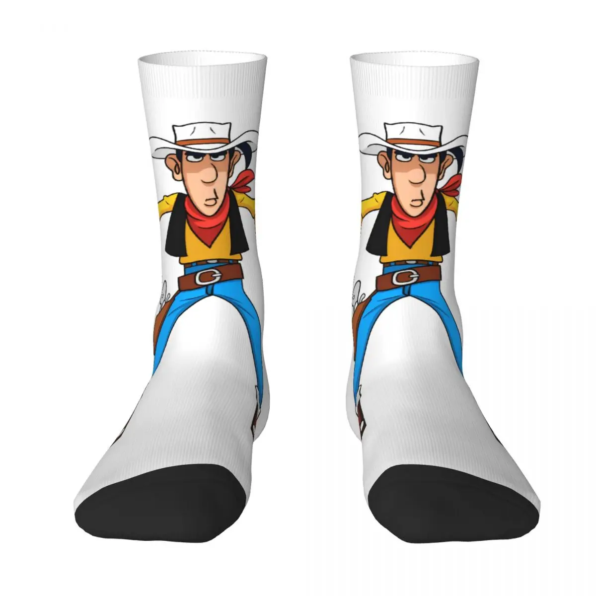 Lucky Luke-Chaussettes graphiques coordonnantes pour adultes et hommes, chaussettes douces, chaussettes amusantes moyennes, escalade de printemps, cadeau d'anniversaire