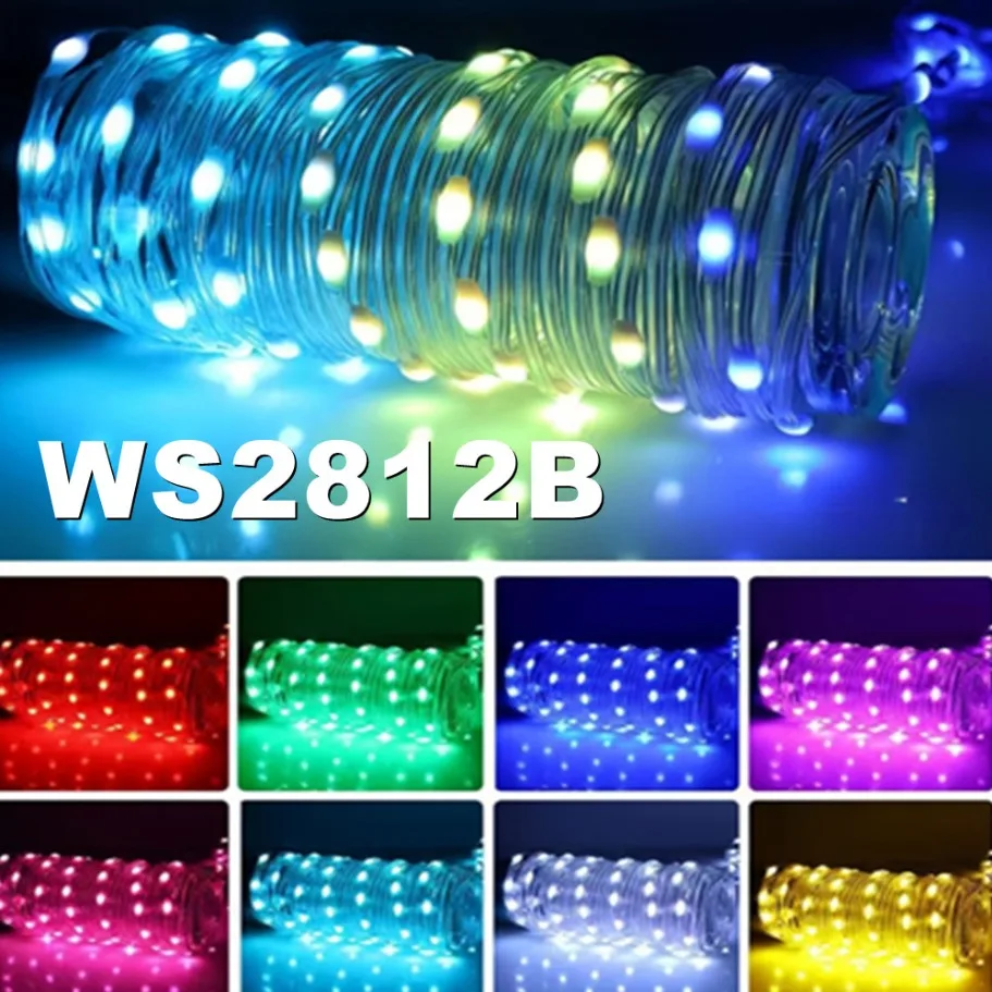 WS2812B LED Light String Smart Bluetooth Remote Control RGBIC Waterproof USB Fairy Lamp DIY Wedding Home Decoration Garland Lamp