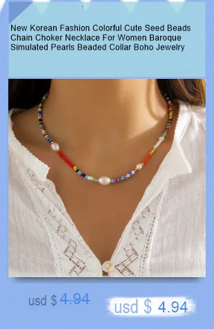 Neue Koreanische Mode Simulierte Perlen Halskette Für Frauen/Männer Böhmen Bunte Geometrische Obst Blumen Kette Halsband Kpop Schmuck – Detail 3