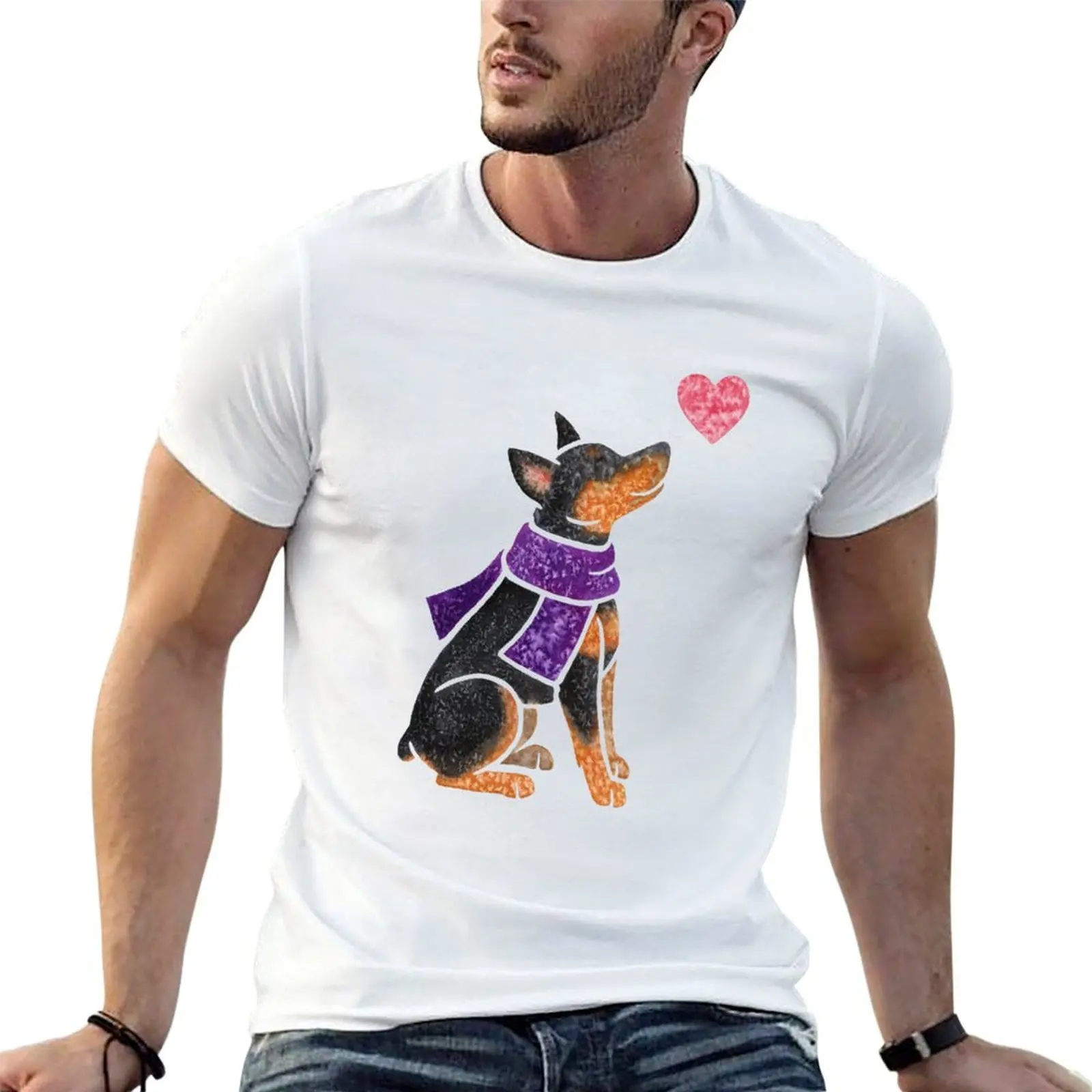 Watercolour Miniature Pinscher T-Shirt custom t shirt Short sleeve tee outfits for men
