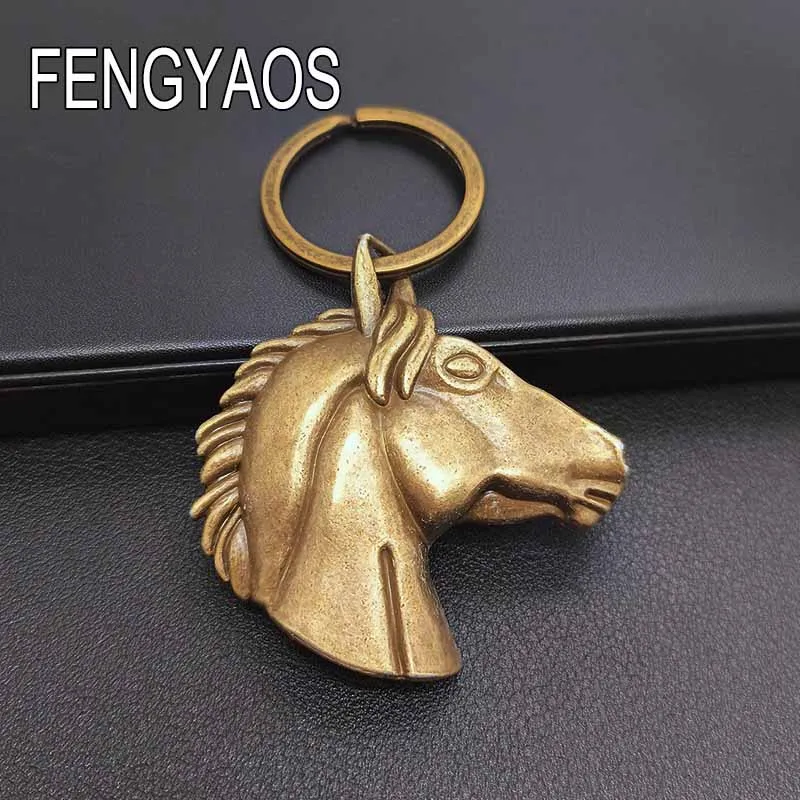 Bronze Color Horse Keychain Antique Big Animal Key Chains House Gift for Riding Enthusiasts