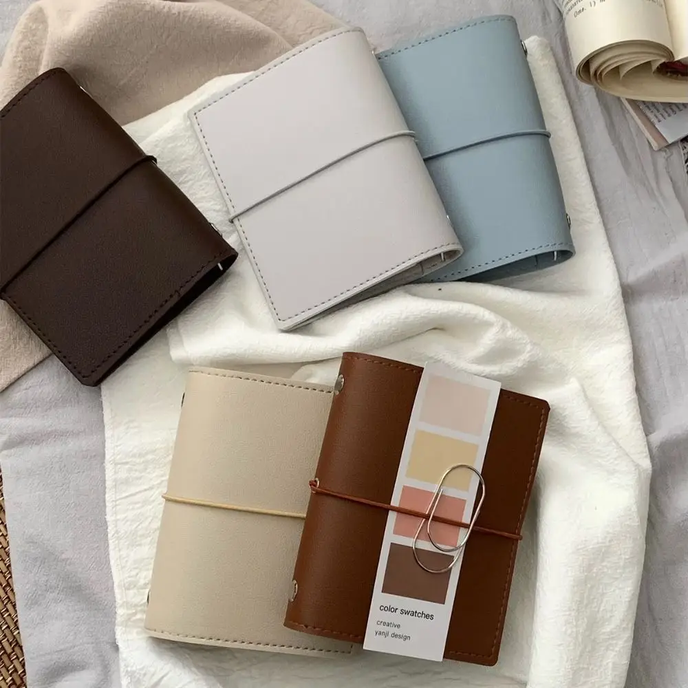 

Portable M5 Loose Leaf Notebook PU Leather 50 Sheets Mini Pocket Notebook Blank Page Schedule DIY Binder Notebook Office