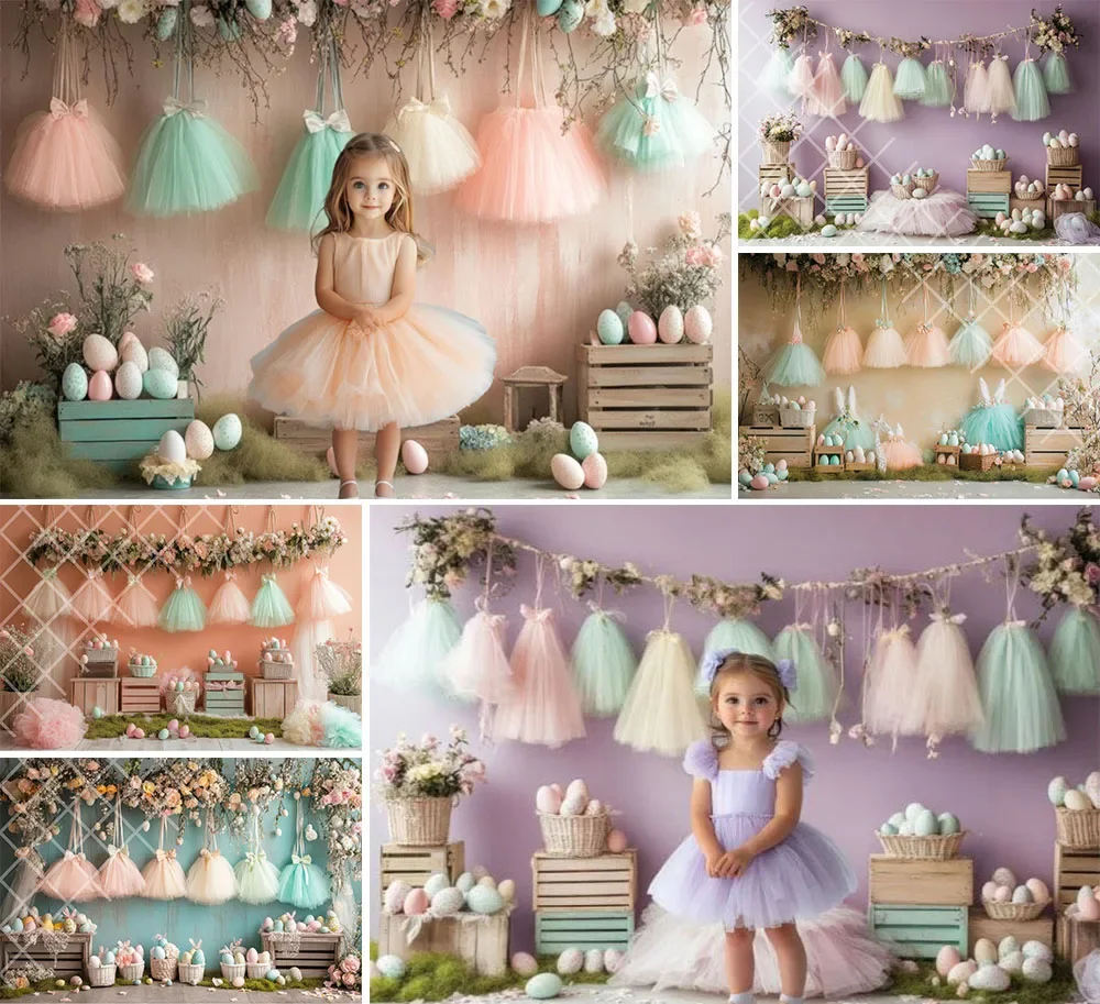 Mehofond Photography Background Spring Easter Pastel Floral Eggs Kids Birthday Cake Smash Portrait Decor Backdrop Photo Studio