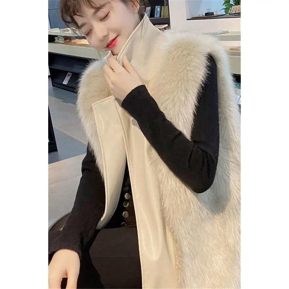 

Fox-like Fur Environment Protection Vest Coat Woman Winter New 2026 Sleeveless Jacket Female Thicken Korean Waistcoat Outerwear
