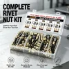 XLGYLPRO M3 M4 M5 M6 M8 Rivet Nut Set, Carbon Steel Rivet Nut Combo, Threaded Rivet Nut Kit, Manual Riveting Tool