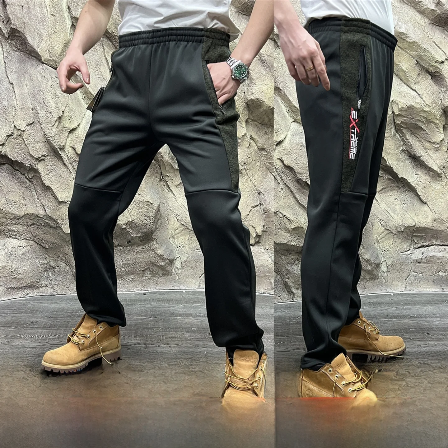 

Men's Casual Pants 3D Tailoring Side Color Blo Straight Leg Warm Inner Polyester Fiber Autumn Faion Comfortable Leisure T...