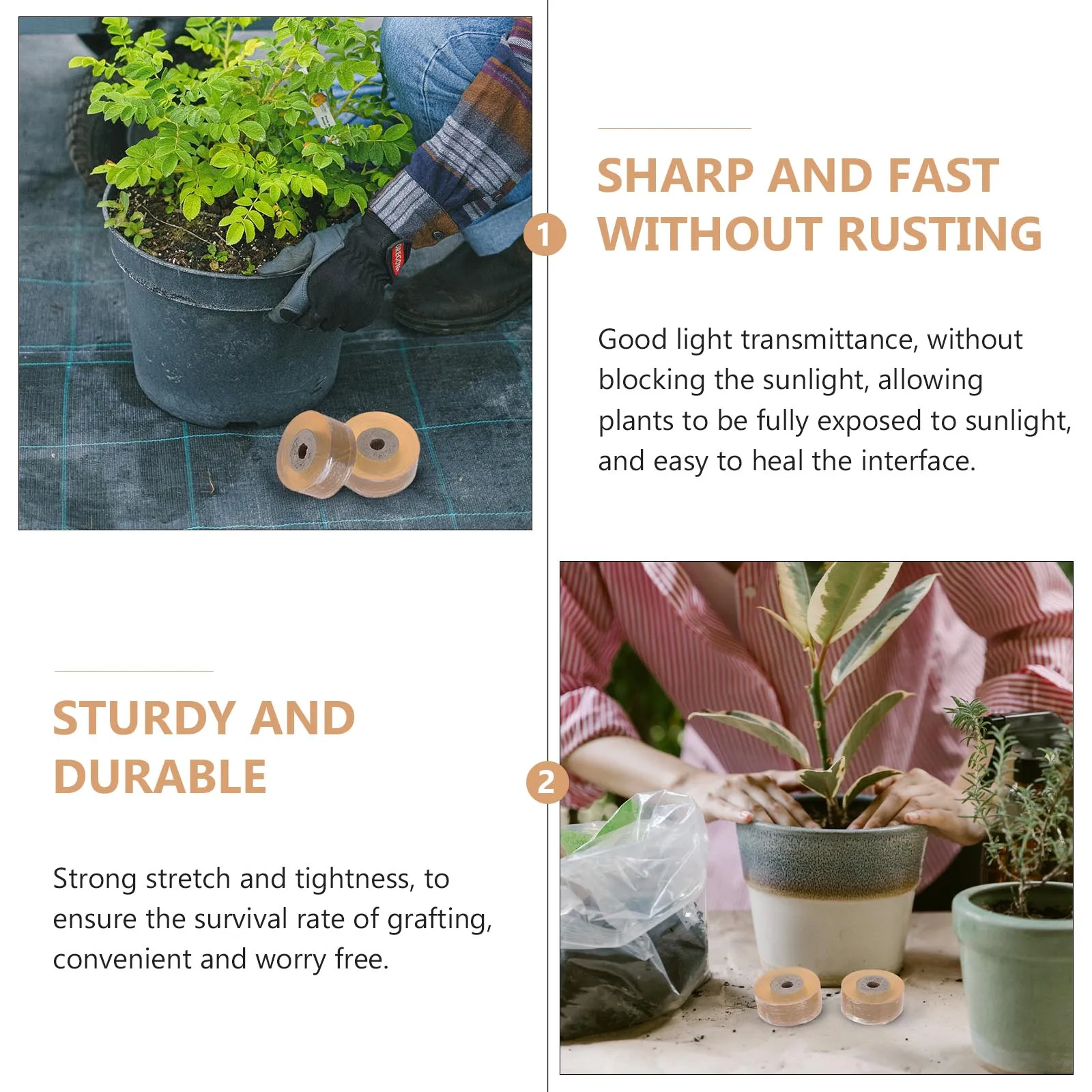 

3Pcs Grafting Tape Plastic Self Adhesive Stretchable Film for Fruit Tree Plants Garden