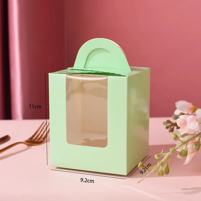 50 pcs Cookie Package Corrugated Kraft candy Cake Box with pvc window Chocolate Cake Muffin Biscuit packaging gift Box