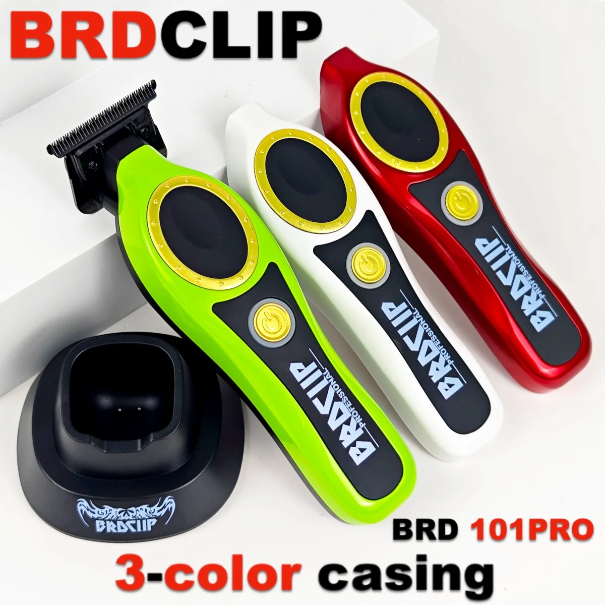 

Профессиональный триммер для волос BRDCLIP BRD 101PRO, новый обновленный трехцветный корпус, 7700 об/мин, разноцветная машинка для стрижки волос