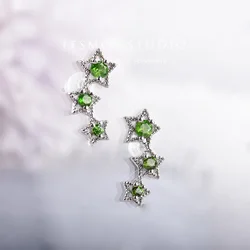 ITSMOS Diopside Earrings Natural Chrome Diopside Star Stud Green Vintage Earrings Jewelry Gifts for Women Mother's Day