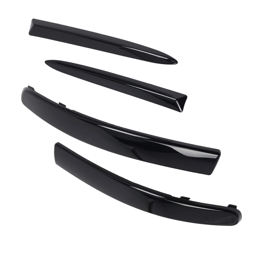 For Exterior Appearance Upgrade Front Grille Moulding Gloss Black Trim Set Replacement Bumper Molding Set Exact OE-spec Shape
