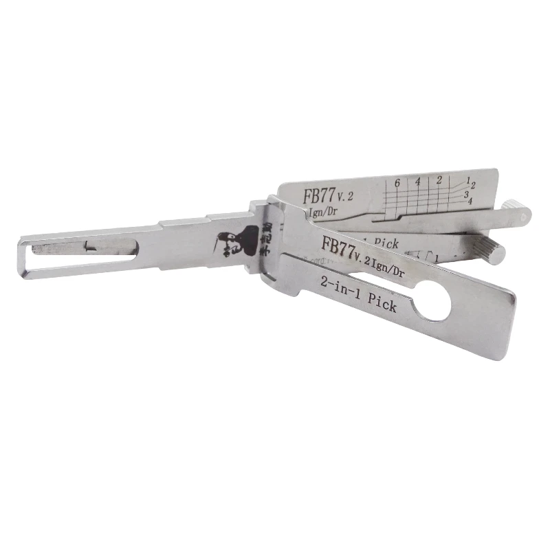 Lishi FB77 V.2 Ign Dr 2 in 1 Locksmith Tool Lock Pick & Decoder Vertical Milling for DAF Truck Models view 3