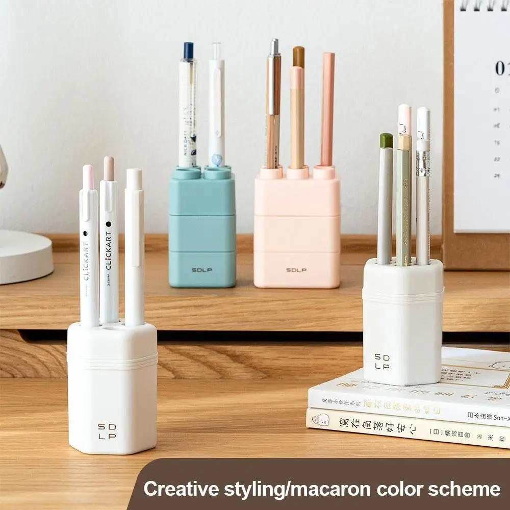 Plastic Pen Holder Partition Pen Organizer Pen Bucket Multi Functional Protective Cover Desktop Storage Box Office Stationery