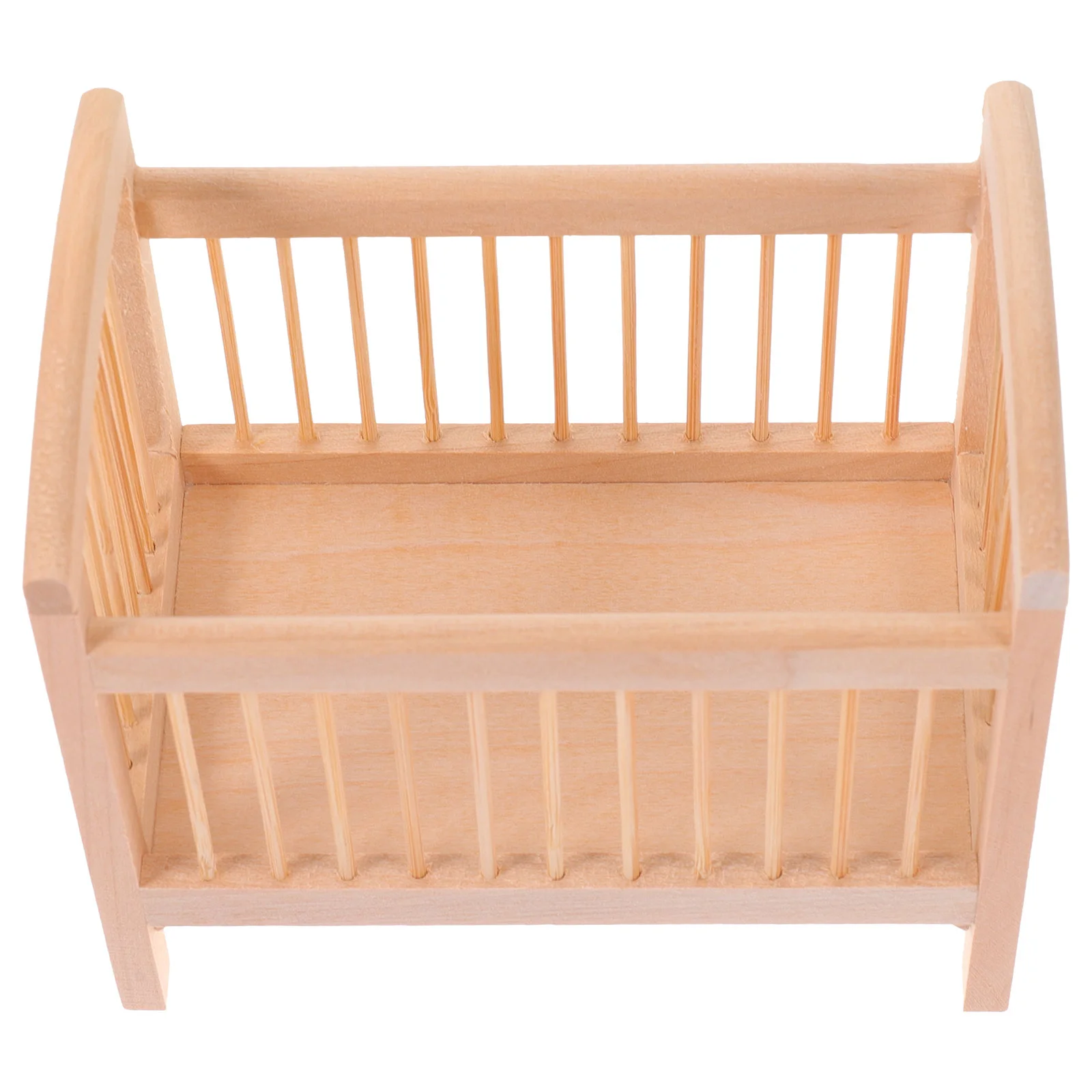 Crib Miniature Bed Wooden House Furniture Baby Accessories Model Adornment