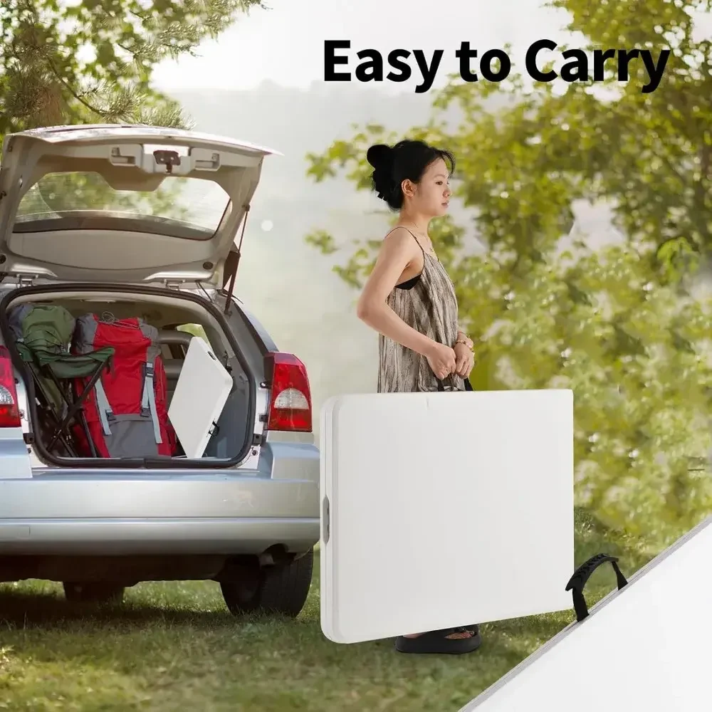 YTYIN Mesa dobrável ajustável retangular de plástico portátil 4 pés 5 pés 6 pés 8 pés Mesa dobrável de plástico para acampamento ao ar livre