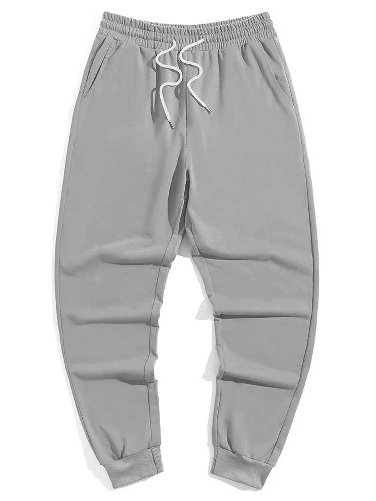 Biggmans Drawstring Elastic Waist Solid Sports Pants New Men Plus Size Casual Trousers Oversize Basic Male Pockets Long Pants