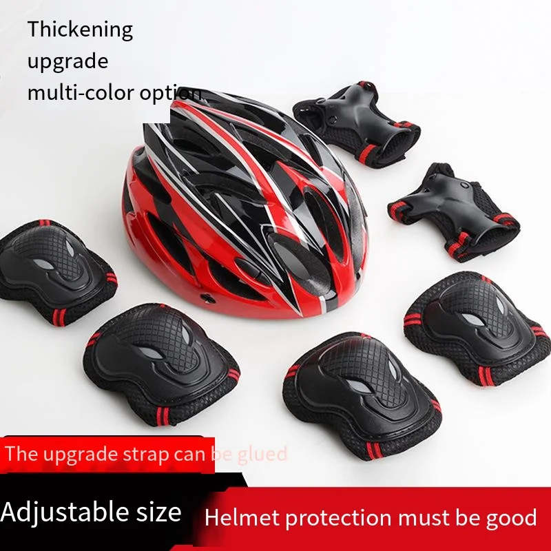 Adult Children Protective Gear Set,Helmet Balance Bike Roller Skating Protective Gear,Helmet Wrist Guards Knee Pads 7 Pieces Set