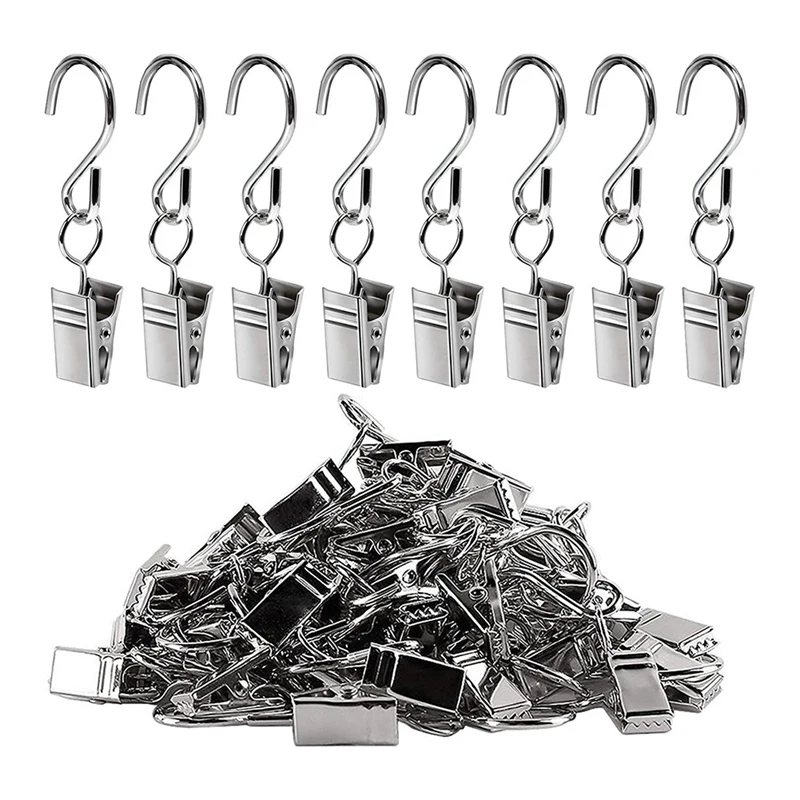 

150 PCS Stainless Steel Curtain Clips With Hook For Curtain Photos Home Decoration Outdoor Party Wire Holder