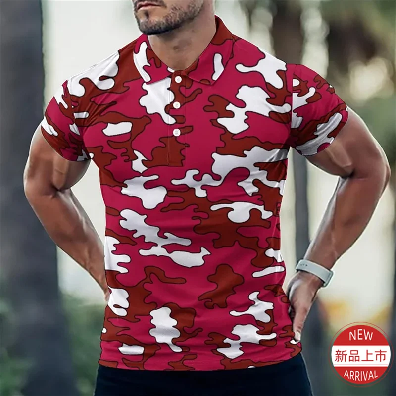 Summer New 3D Camouflage Patterns Printing Polo Shirt Vintage Camo Styles Graphic Polos Fashion Streetwear Polo Shirts Mens Polo