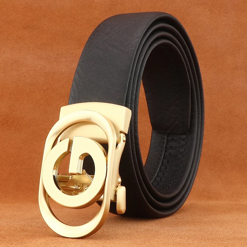 

Simple G letter automatic buckle belts man high quality luxury waist strap full grain leather black formal trousers Waistband
