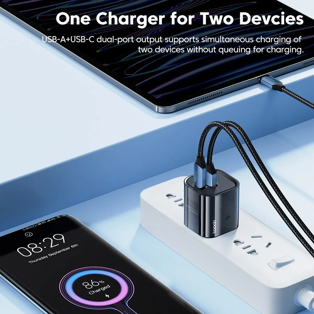 Toocki GaN USB Type C Charger Portable High Speed Charger for iPhone Xiaomi 13 Oneplus Realme PD3.0 QC3.0 PPS Cell Mobile Phone