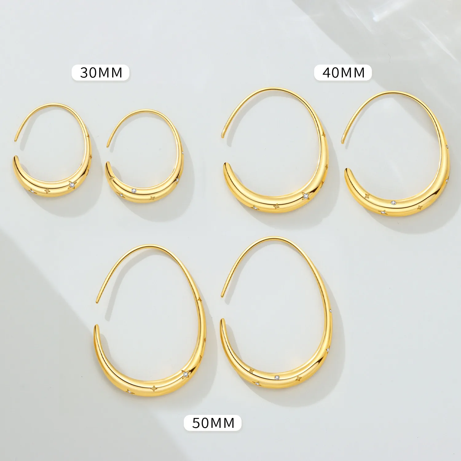 

Orstarry S925 Sterling Silver Earring ﻿Multi Size Minimalist Oval Earring 18K Gold-plated Original Jewelry Women Birthday Gift