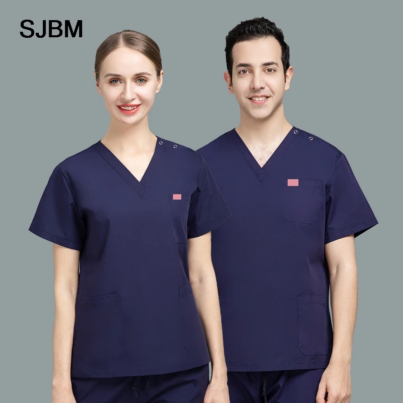 

Women Blue Dental Cosmetic Plastic Surgery HospitalNurse Uniform Summer Thin Short Sleeve Two-Piece Set For