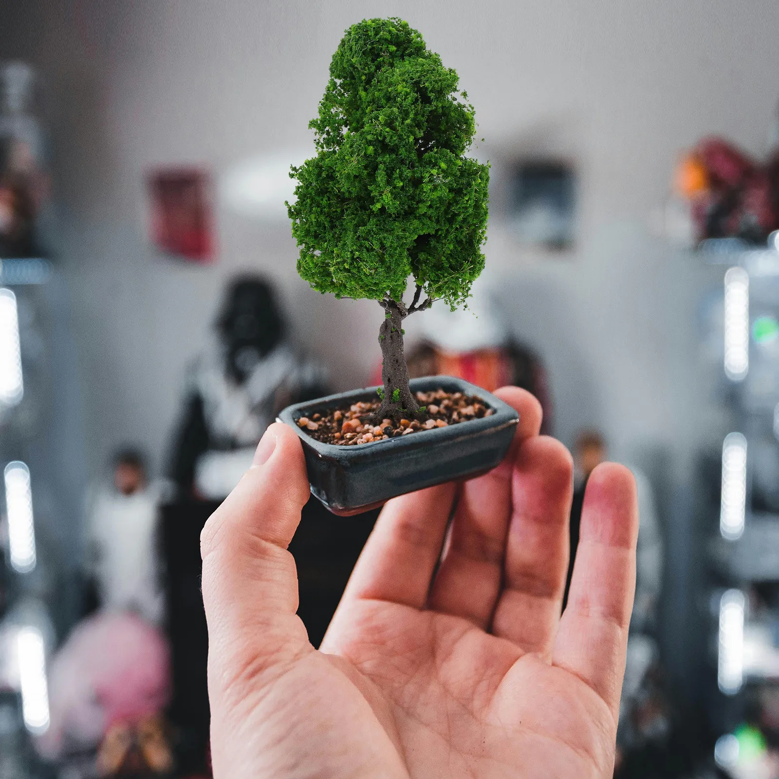Miniature Landscape Tree Scenery Realistic Fairy Garden Decoration Diorama Railway Train Sand Table Landscape Ornament