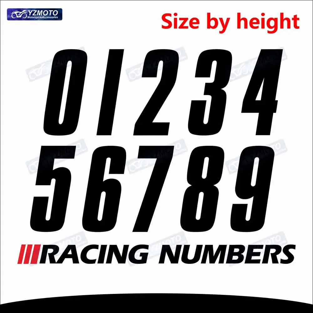Motorcycle Racing Number 0 1 2 3 4 5 6 7 8 9 Sticker Car Decal Head Body windshield Fairing Helmet Decals Reflective Stickers