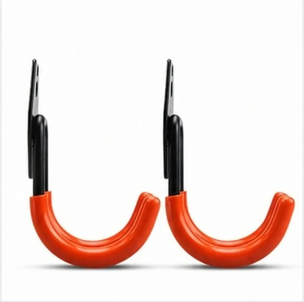 2Pcs Plastic Coated Iron Double Hooks Heavy Duty Garage Storage Hook Organizer for Ladder Tools Sports Equipment Balcony