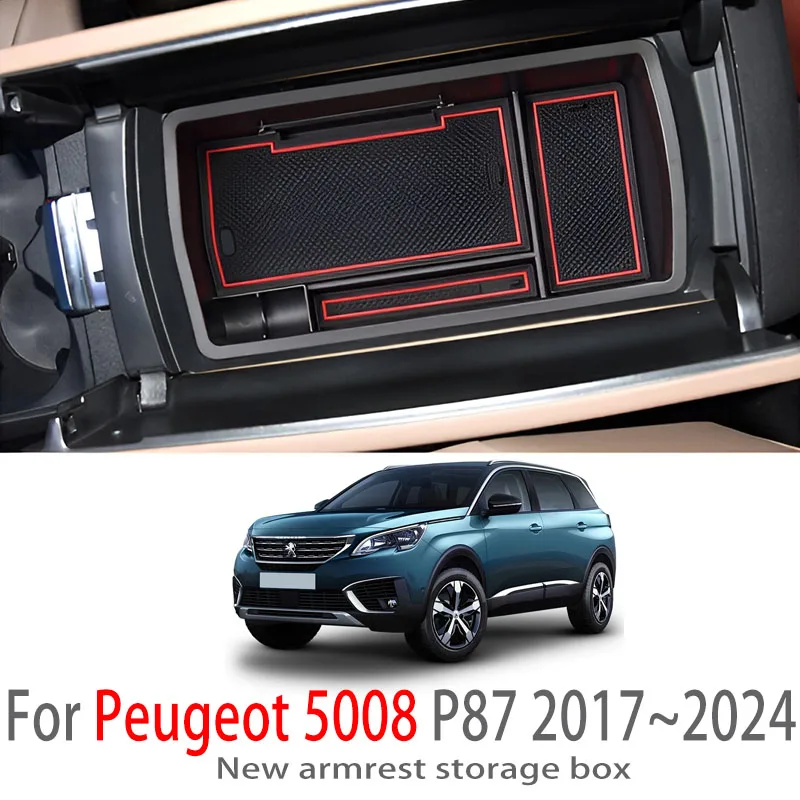 

Car Accessories For Peugeot 5008 P87 2017~2024 Console Armrest Interior Storage Box Multifunctional Storage Auto Interior Parts