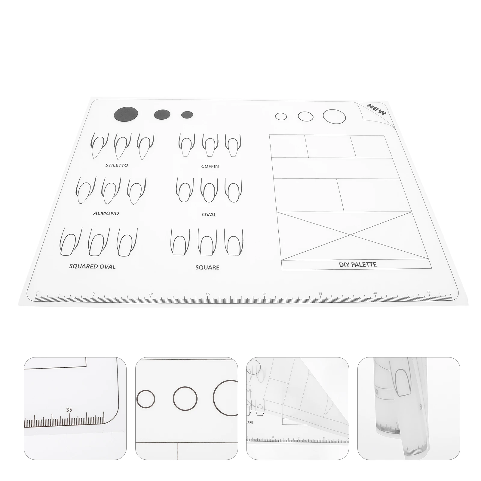 

Acrylic Training Mat Practice Soft Silicone Beads Fingernail Shapes Designs Manicure Hand Pillows